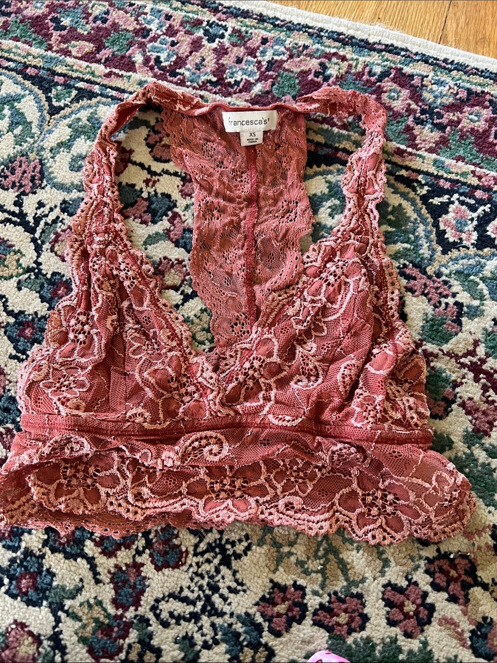 Francesca's Collections Rose Pink Lace Bralette